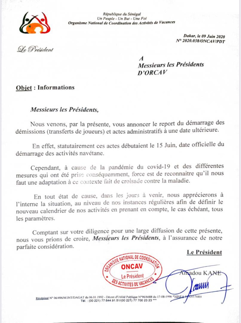 Le président de l'ONCAV Amadou Kane annonce le démarrage des activités Navétane... Le président de l'ONCAV Amadou Kane annonce le démarrage des activités Navétane...