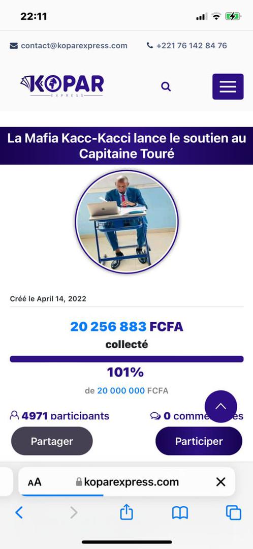 Cagnotte pour le Capitaine Touré : l'objectif de 20 millions FCFA atteint