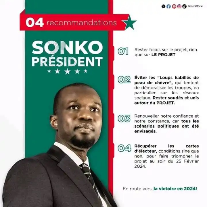 Les quatre recommandations de Ousmane Sonko à ses partisans