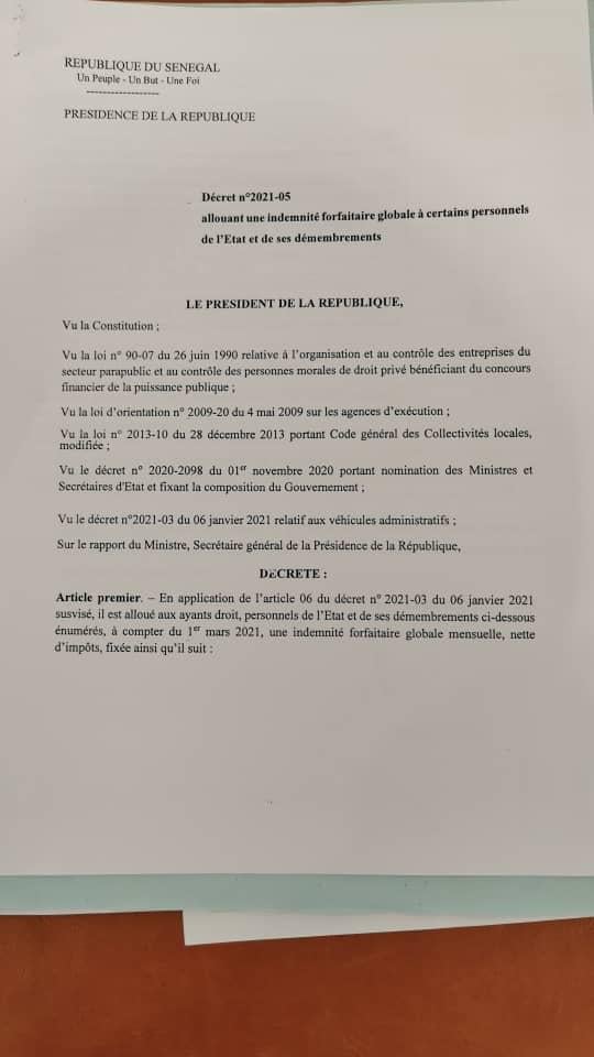 Documents-véhicules de fonction: Macky gâte ses hauts fonctionnaires